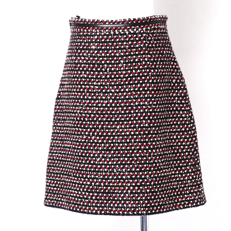 GUCCI skirt 543438 tweed Red x Navy x Black x White Women 42