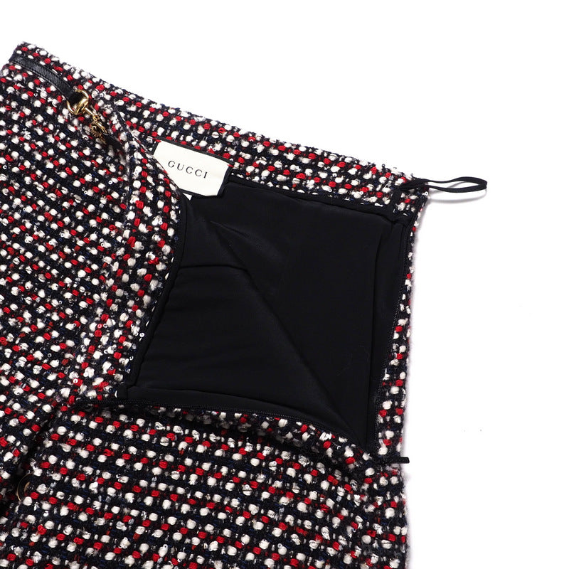 GUCCI skirt 543438 tweed Red x Navy x Black x White Women 42
