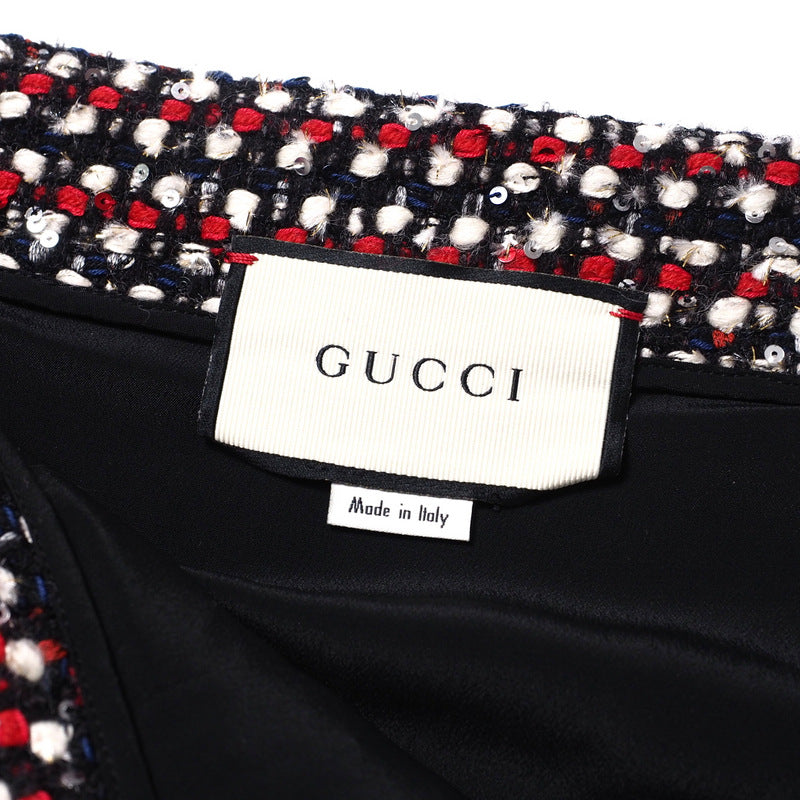 GUCCI skirt 543438 tweed Red x Navy x Black x White Women 42