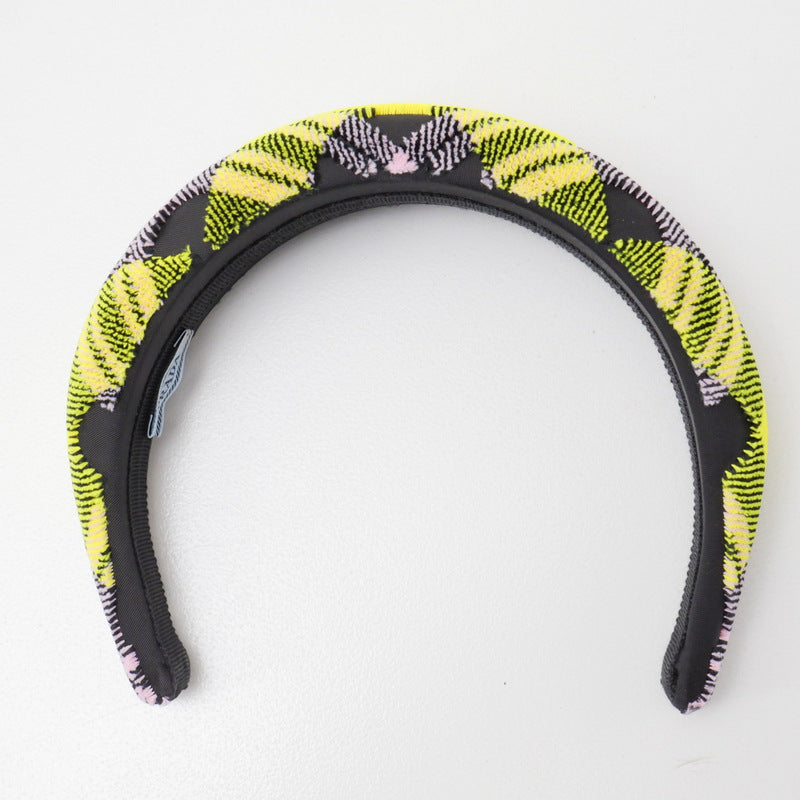 PRADA hair accessory Velor multicolor Hairband with triangle logo Headband Check Pattern Women