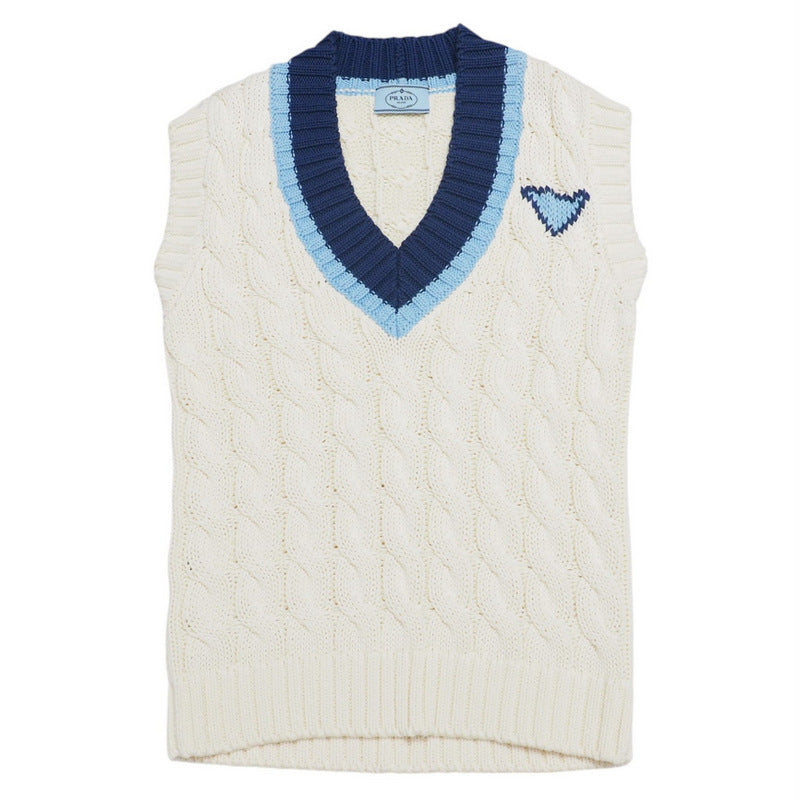 PRADA Vest P29837 cotton 100% White / blue Women 36