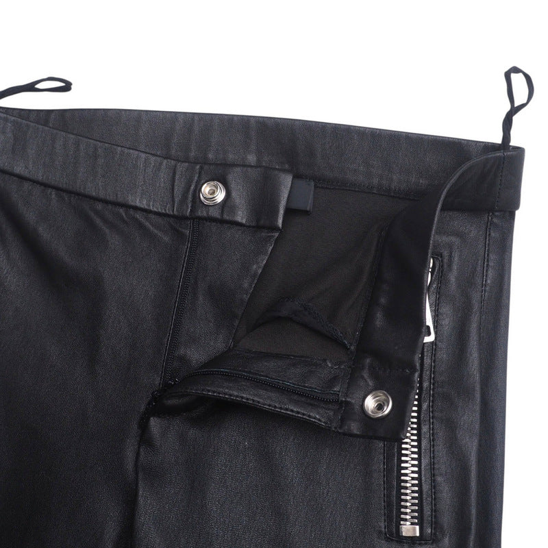 GUCCI skinny pants 360417 leather Black/Metal:Silver Women 36