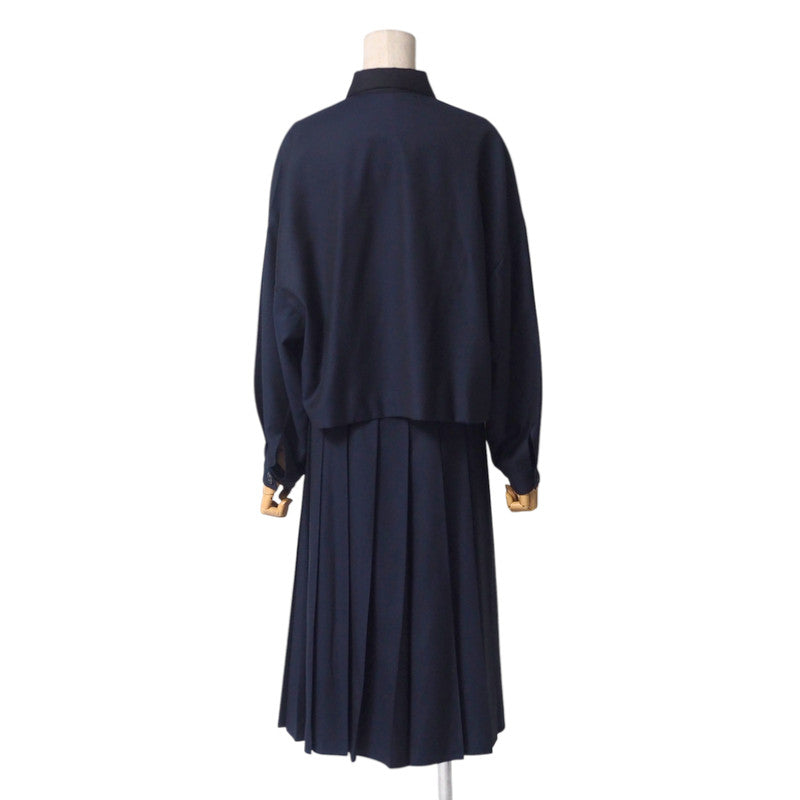 PRADA setup P522N/P145V wool Navy Women Jacket: 38, Skirt: 36S