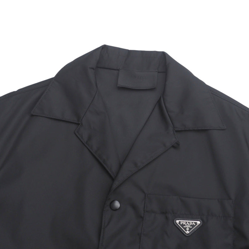 PRADA Short sleeve shirt SC449 S182 1WQ8 Nylon black mens M(180/96A)