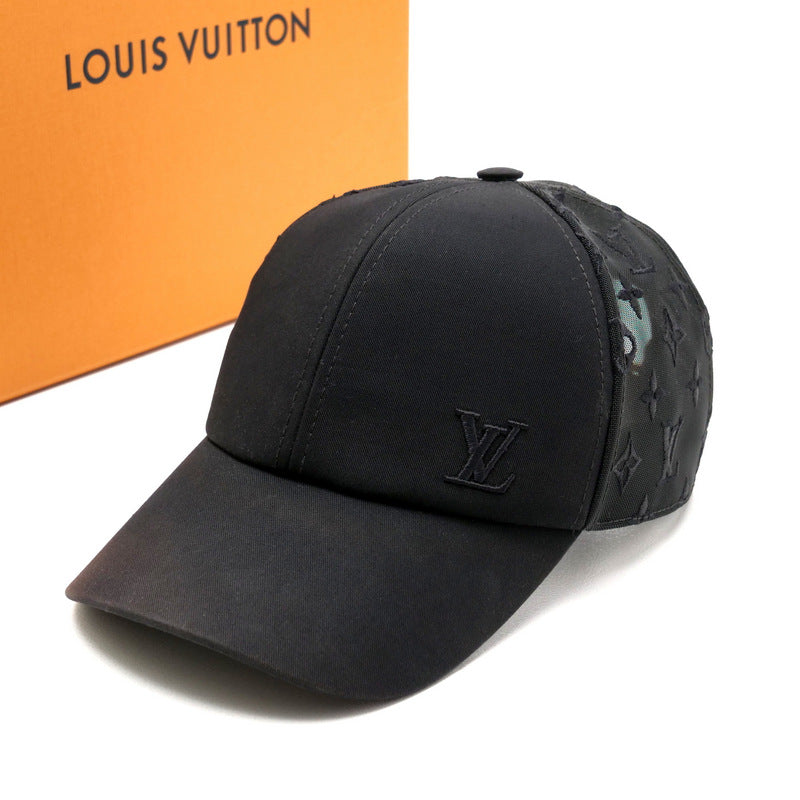 LOUIS VUITTON cap M77115 Cotton polyester black cap baseball monogram mesh mens -