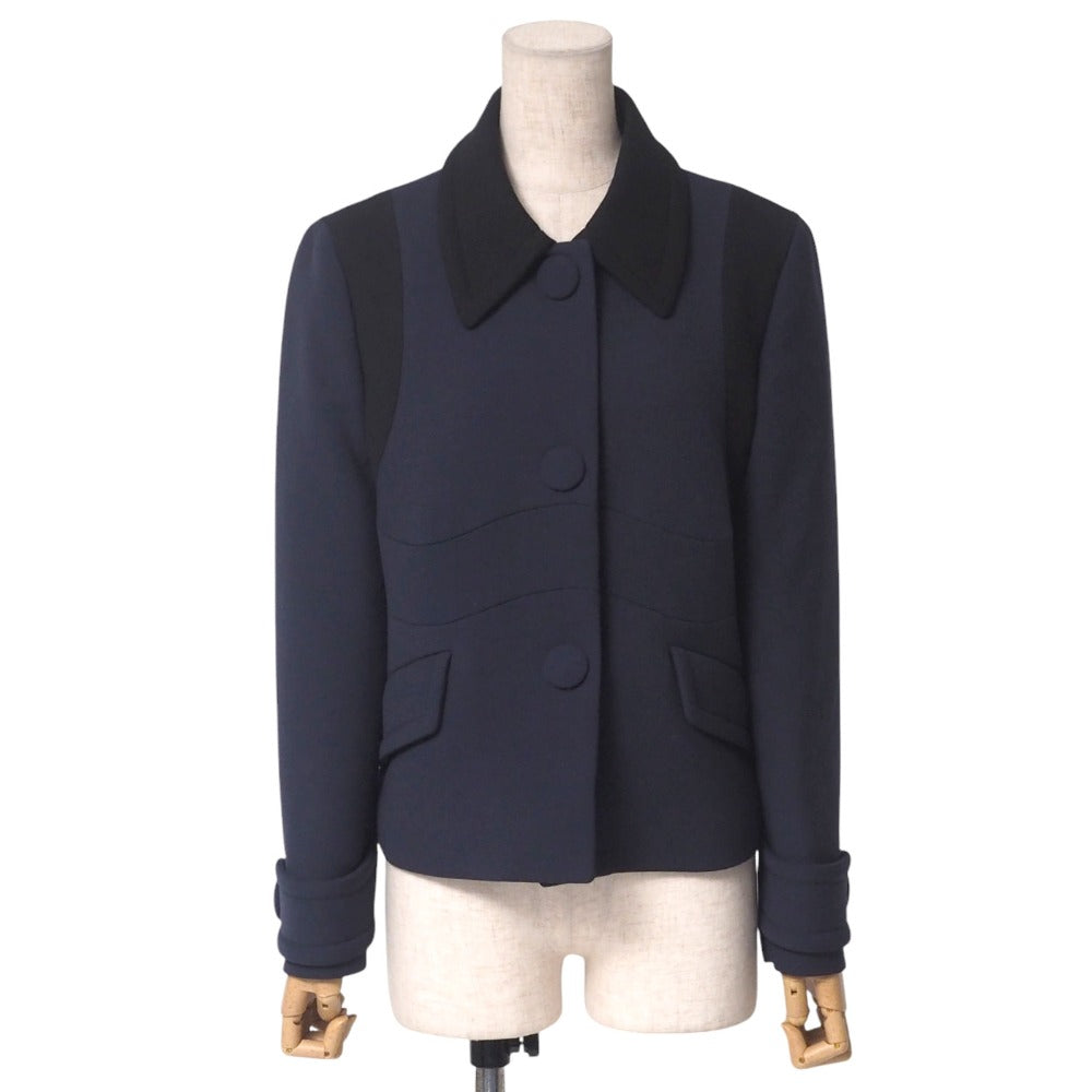 PRADA Jacket P585B wool Navy type Women 44