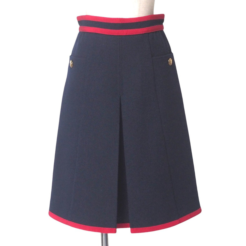 GUCCI skirt 544863 wool Navy red Women 36