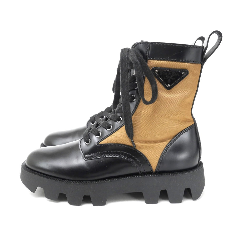 PRADA boots 2UE006 leather Black beige mens 6