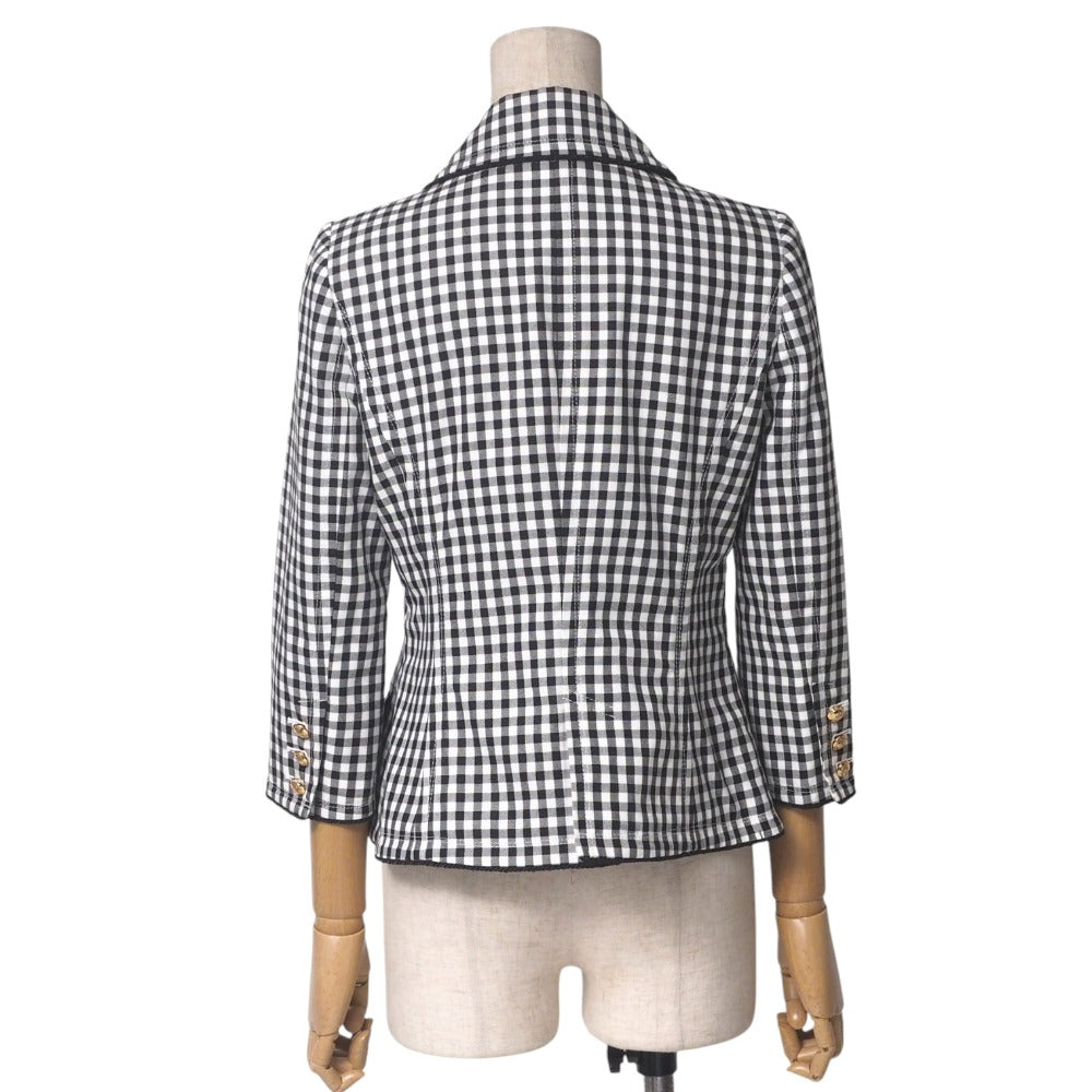 BURBERRY BLUE LABEL tailored jacket 100% cotton Black x white FCF28-701-09 Women 38