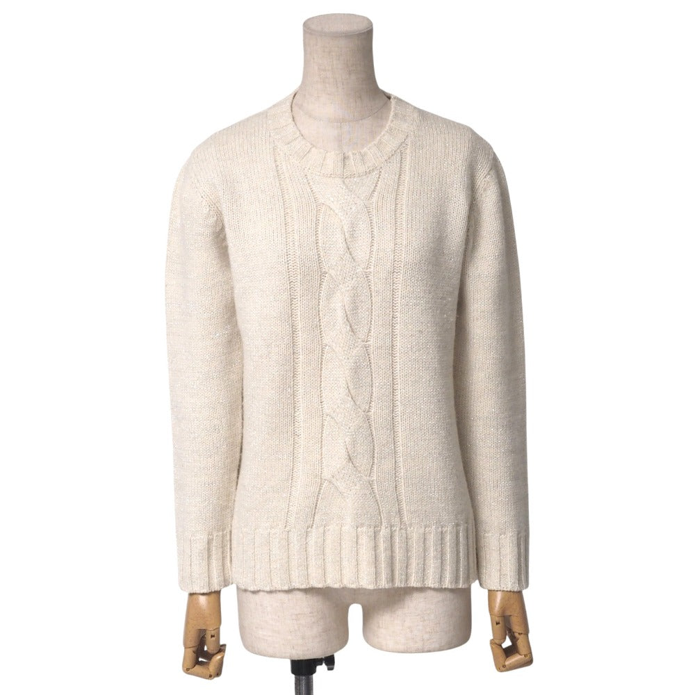 BURBERRY sweater knit Ivory type White type Silver lame FB032-851 Women 2