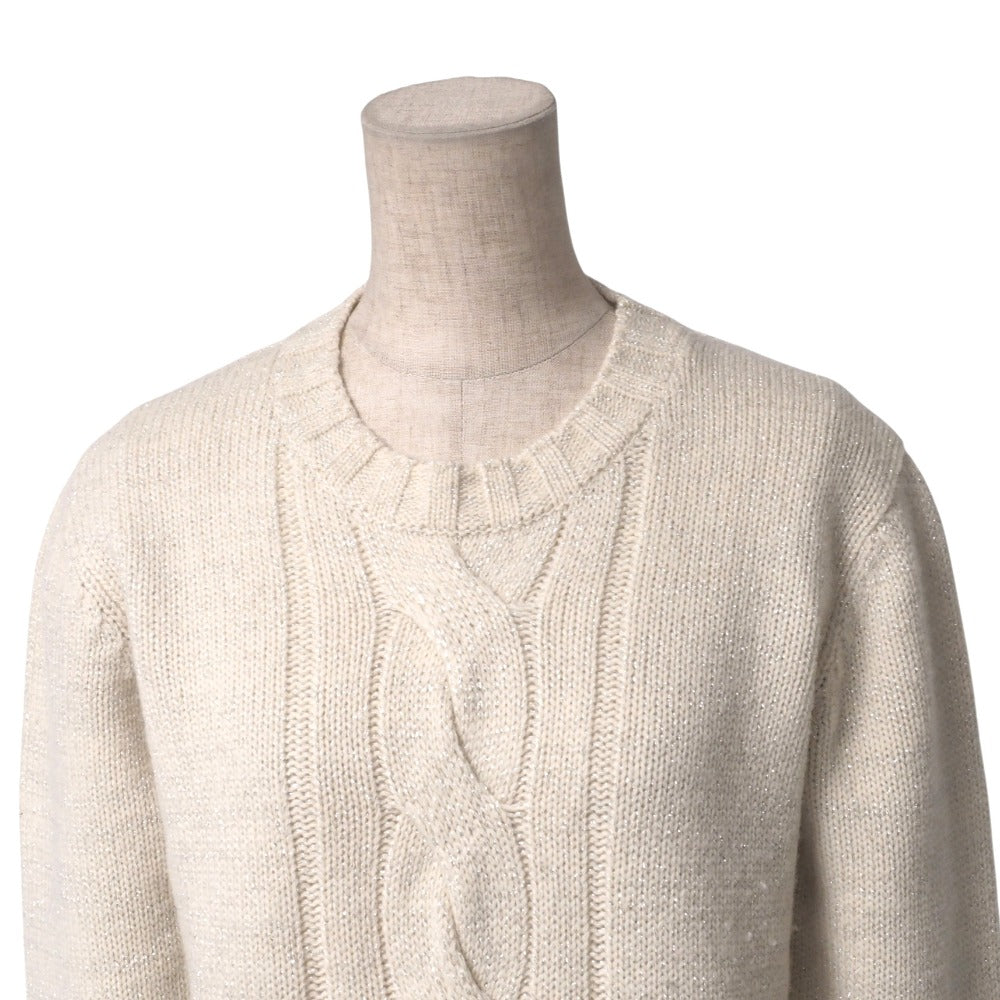 BURBERRY sweater knit Ivory type White type Silver lame FB032-851 Women 2