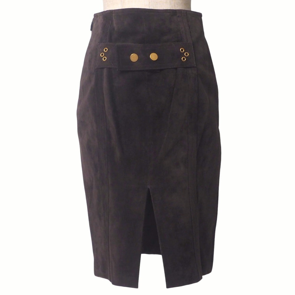 GUCCI skirt Suede Brown Suede leather Women 38