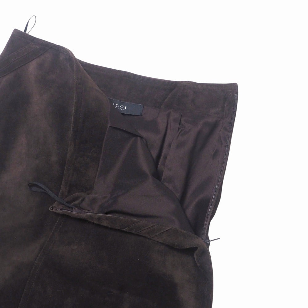 GUCCI skirt Suede Brown Suede leather Women 38