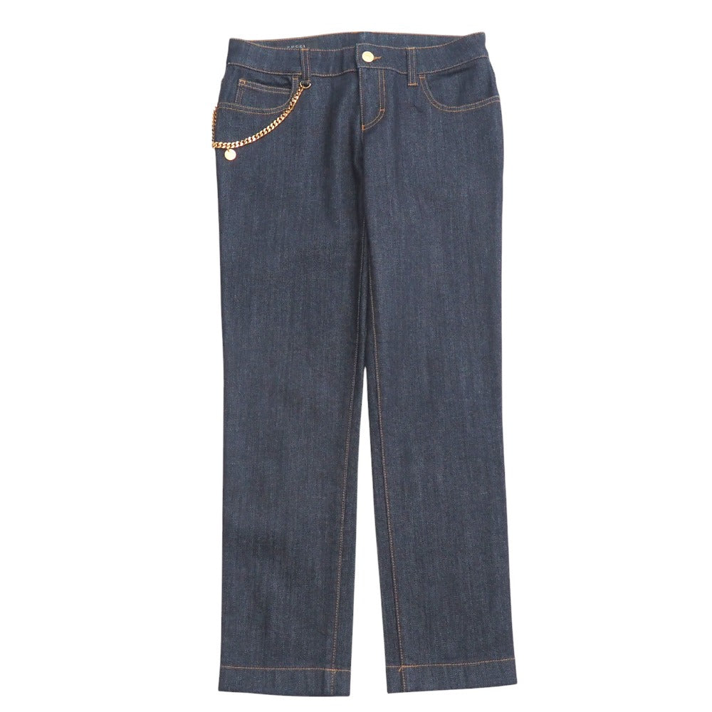 GUCCI Denim pants Cotton denim Indigo Gold Women 38
