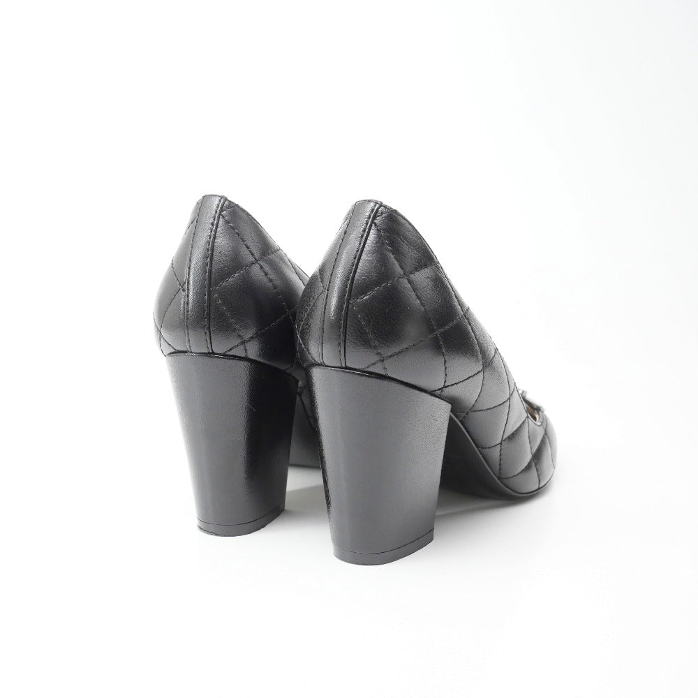 CHANEL pumps leather Black Silver type Women 36 C