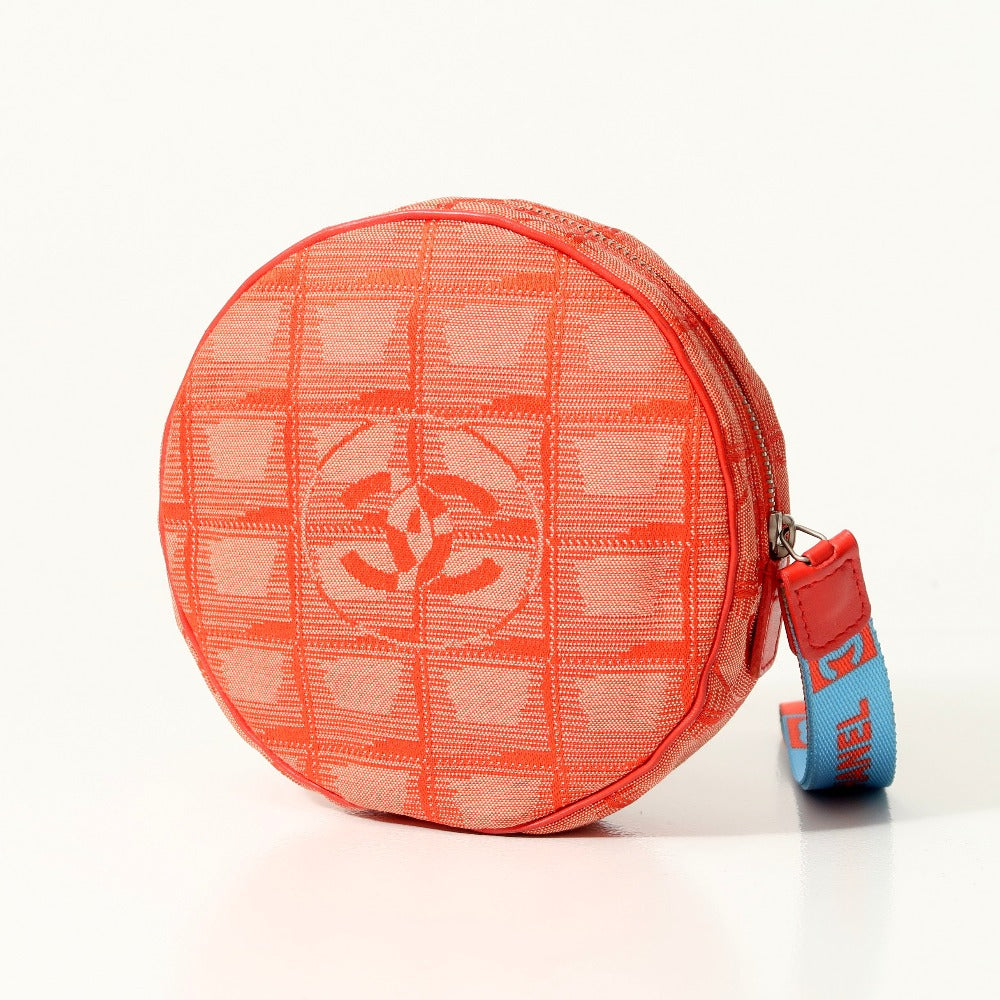 CHANEL Accessory pouch Nylon jacquard Red New travel line Women
