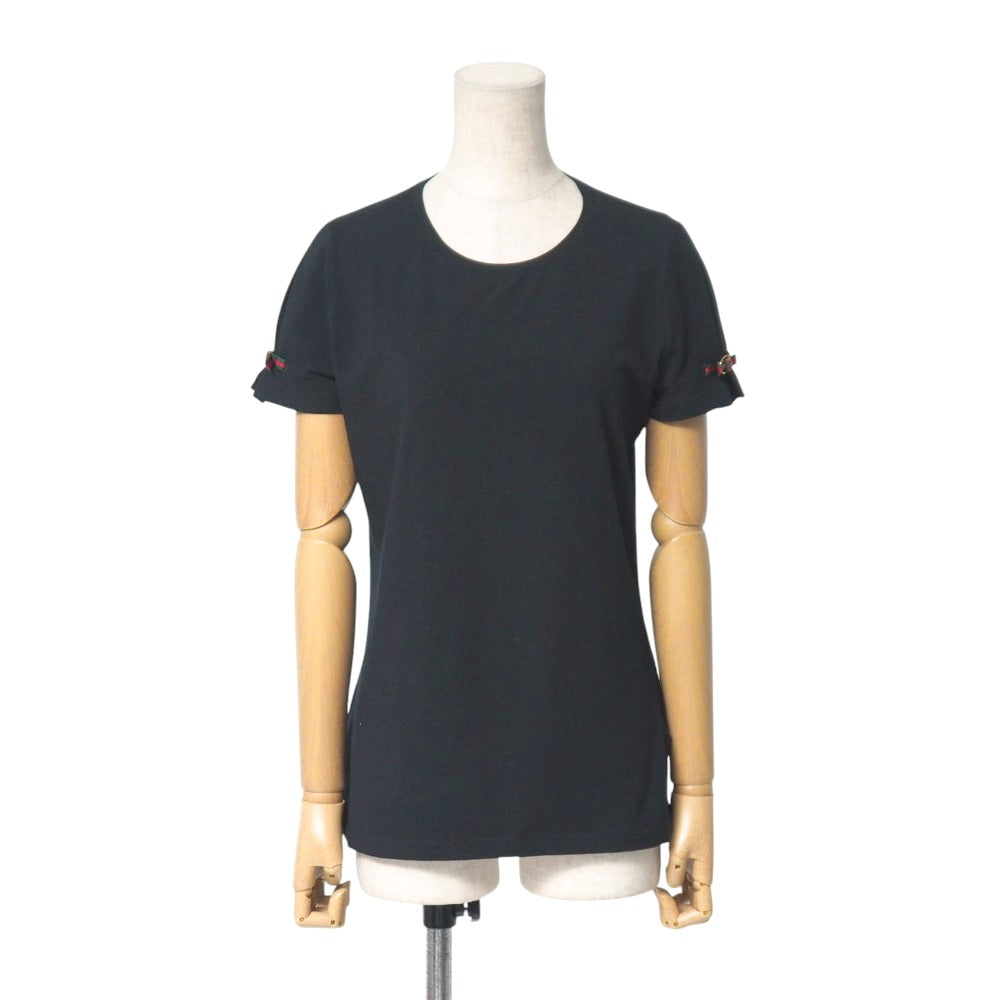 GUCCI Short sleeve T-shirt 90% cotton, 10% polyurethane Black Green Red Gold 271596 X8326 Women M