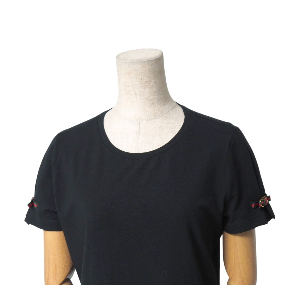 GUCCI Short sleeve T-shirt 90% cotton, 10% polyurethane Black Green Red Gold 271596 X8326 Women M