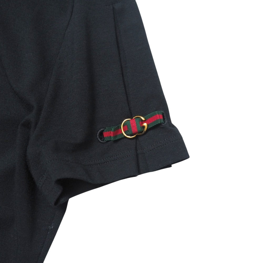 GUCCI Short sleeve T-shirt 90% cotton, 10% polyurethane Black Green Red Gold 271596 X8326 Women M