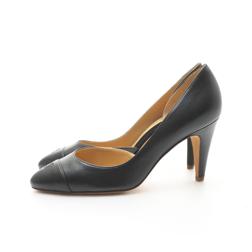 CHANEL pumps leather black P G26704 Women 37 C