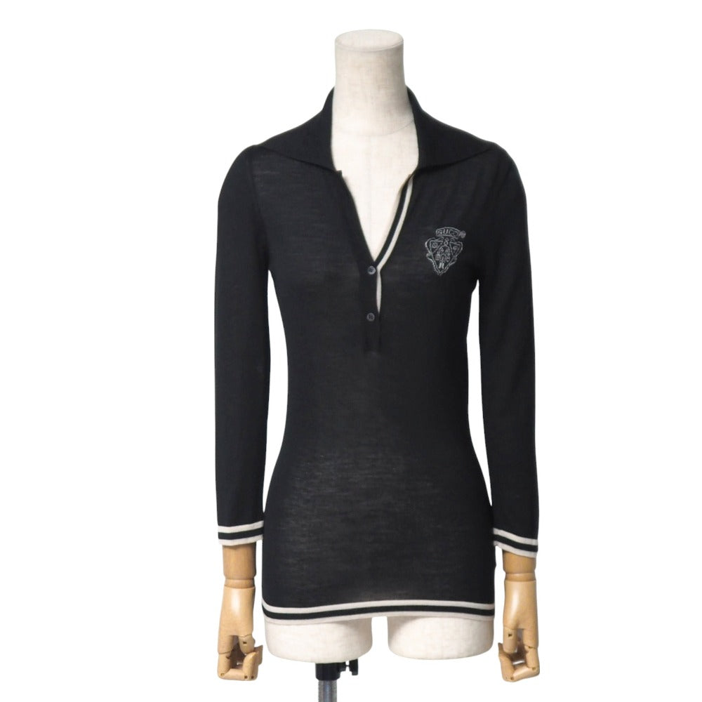 GUCCI knit 100% wool Black x Beige 164857 S