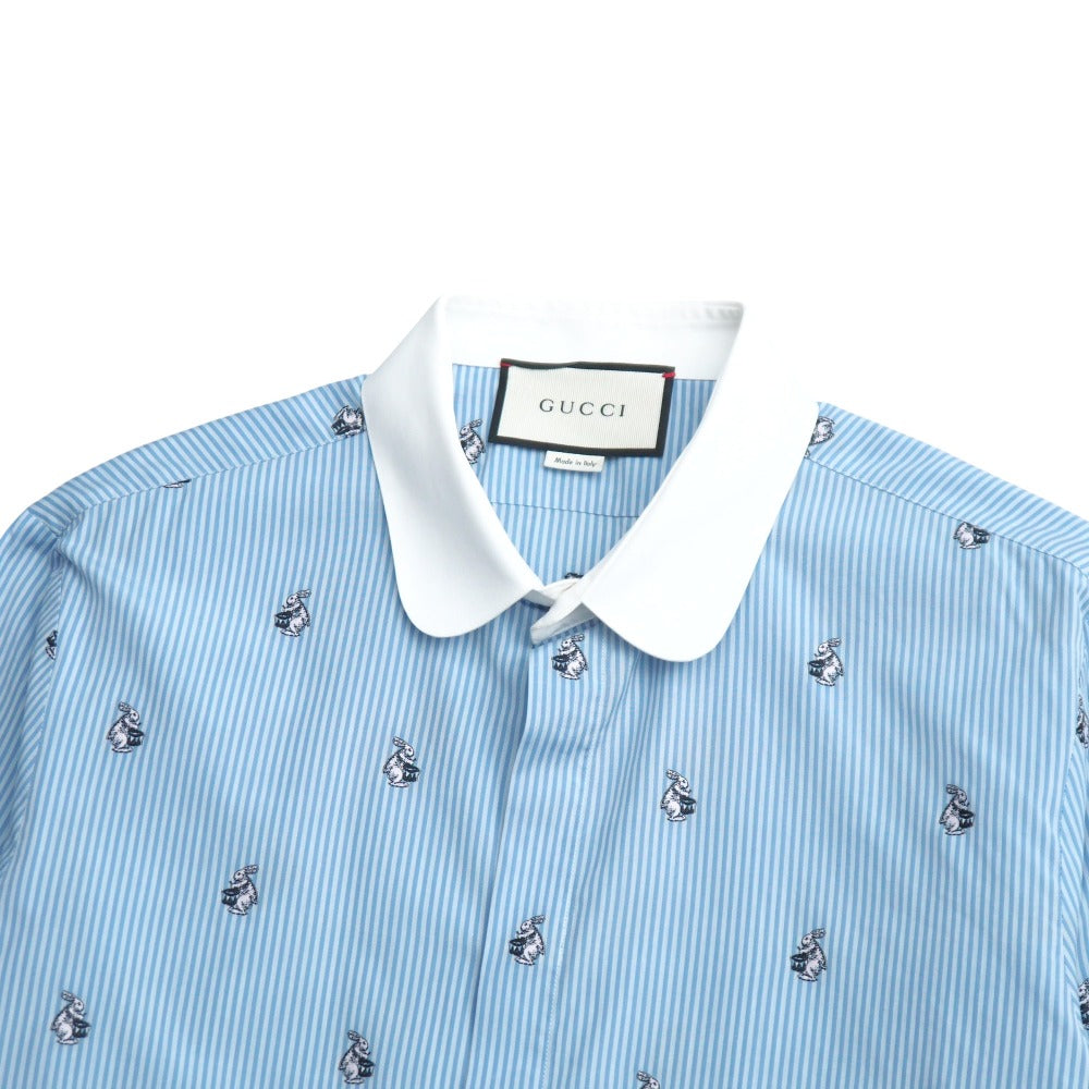 GUCCI Long sleeve shirt cotton Blue white Cambidge Cambridge 474002 Z381C 40
