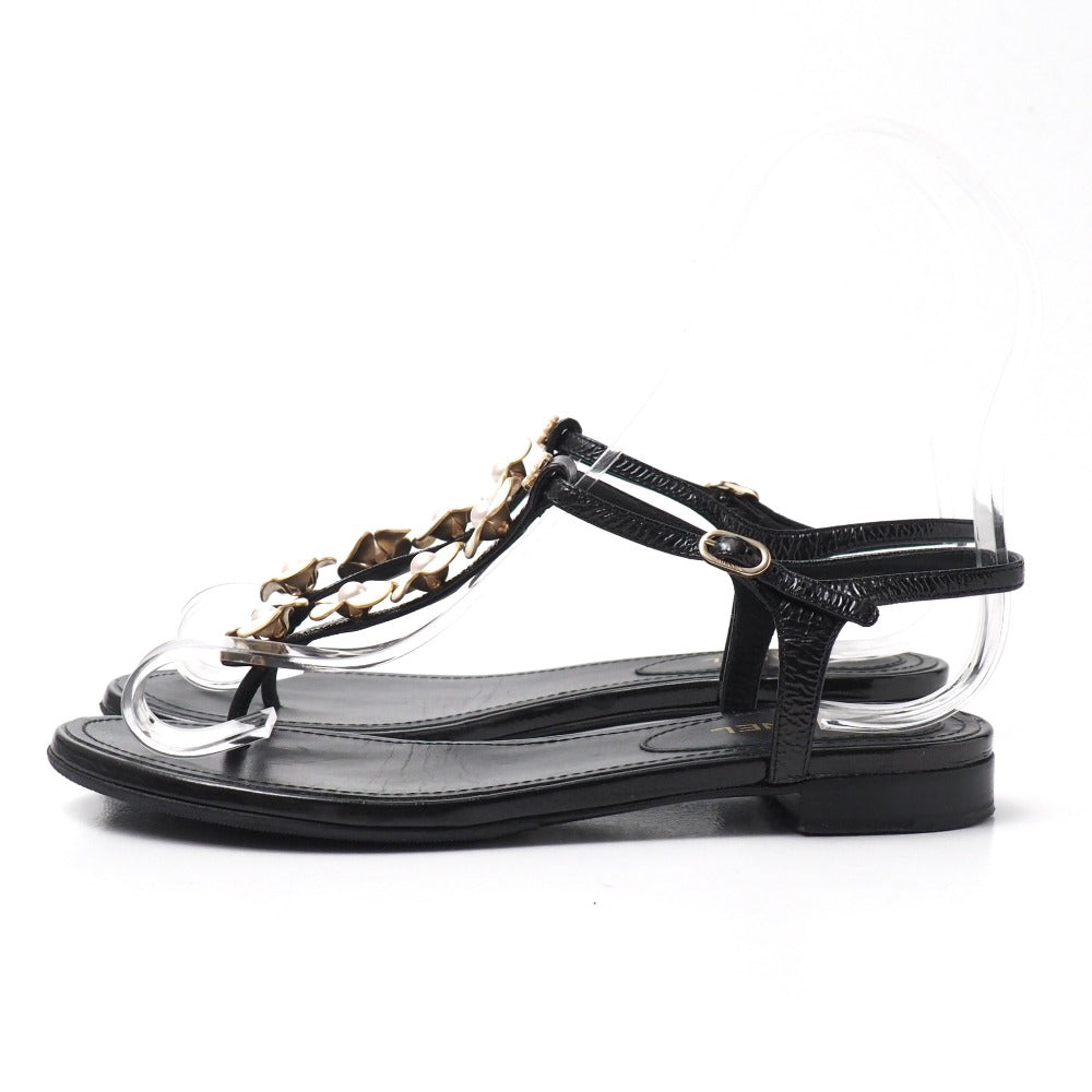 CHANEL Sandals Genuine Leather black 35C