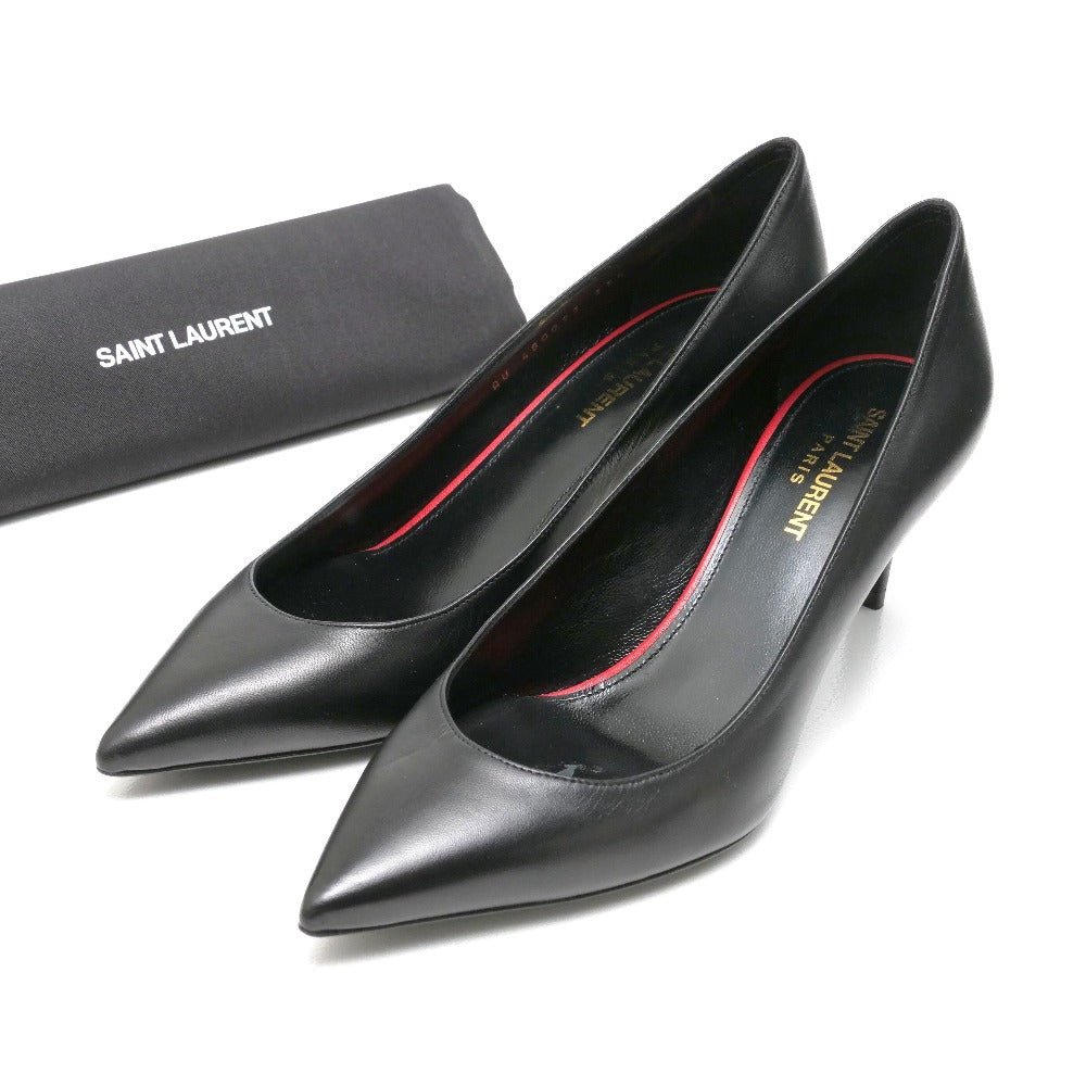 SAINT LAURENT PARIS pumps 480093 leather black Anya 37 1/2