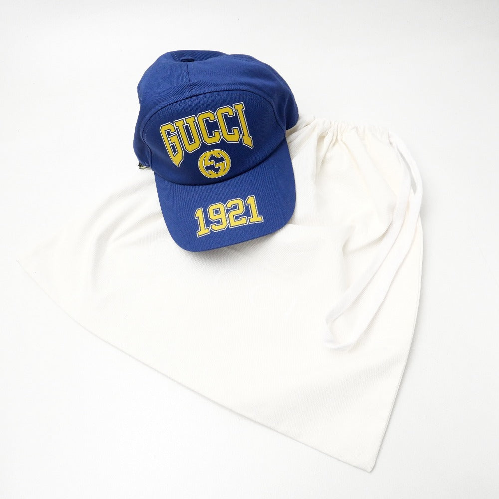 GUCCI cap HAT M GREGOIRE cotton 100% blue 773135 4HA7F 4200 M/58