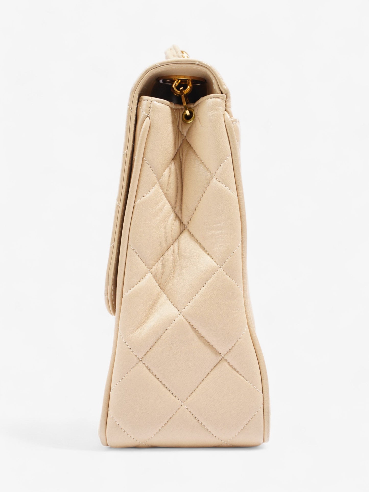Chanel  Square Flap Beige Lambskin Leather Jumbo