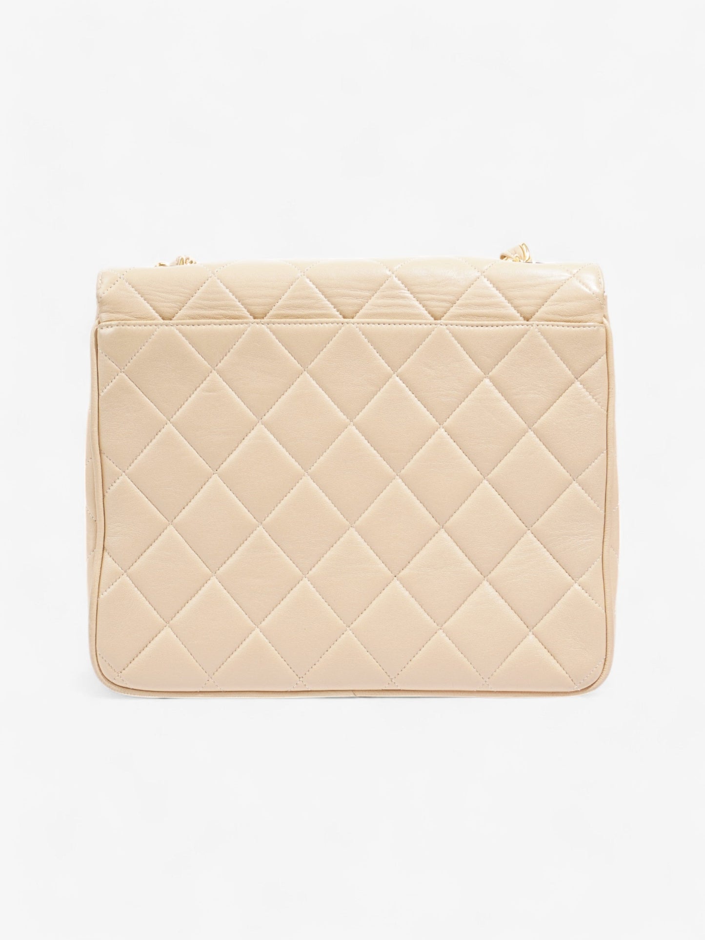 Chanel  Square Flap Beige Lambskin Leather Jumbo