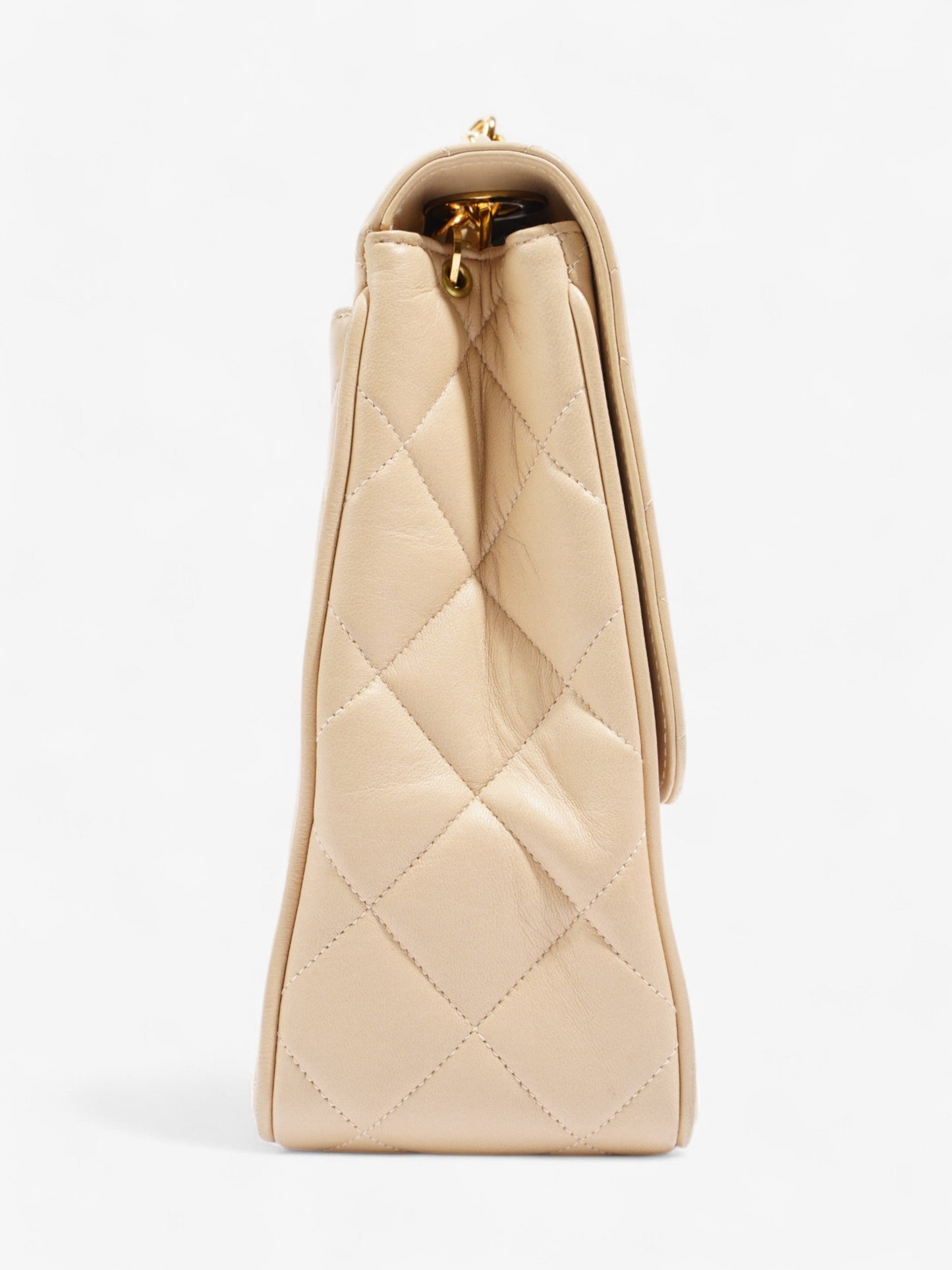 Chanel  Square Flap Beige Lambskin Leather Jumbo