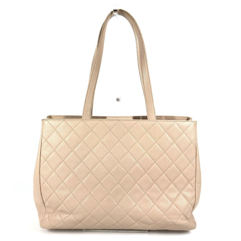 CHANEL Shoulder Bag Caviar skin beige CC COCO Mark business affinity shopping Women