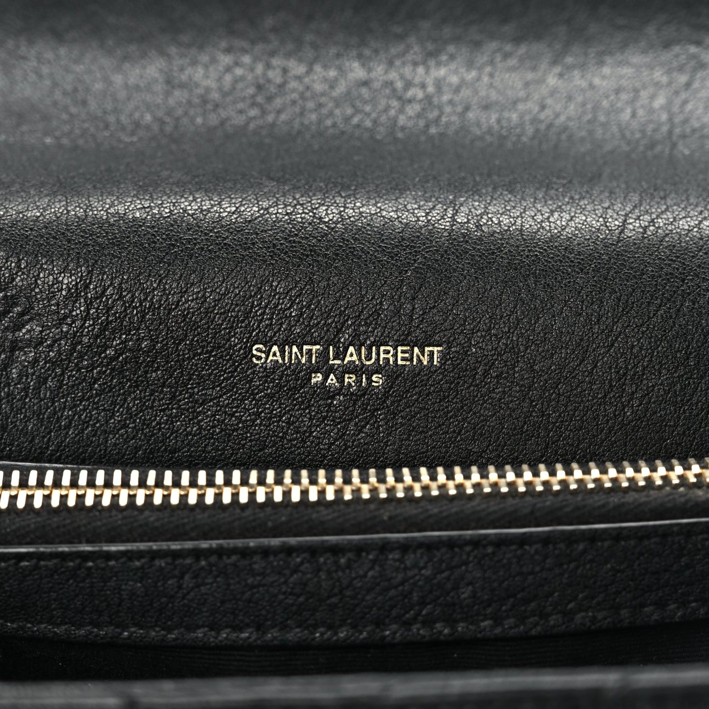 Saint Laurent Sheepskin Matelasse Chevron Monogram Medium College Bag Black