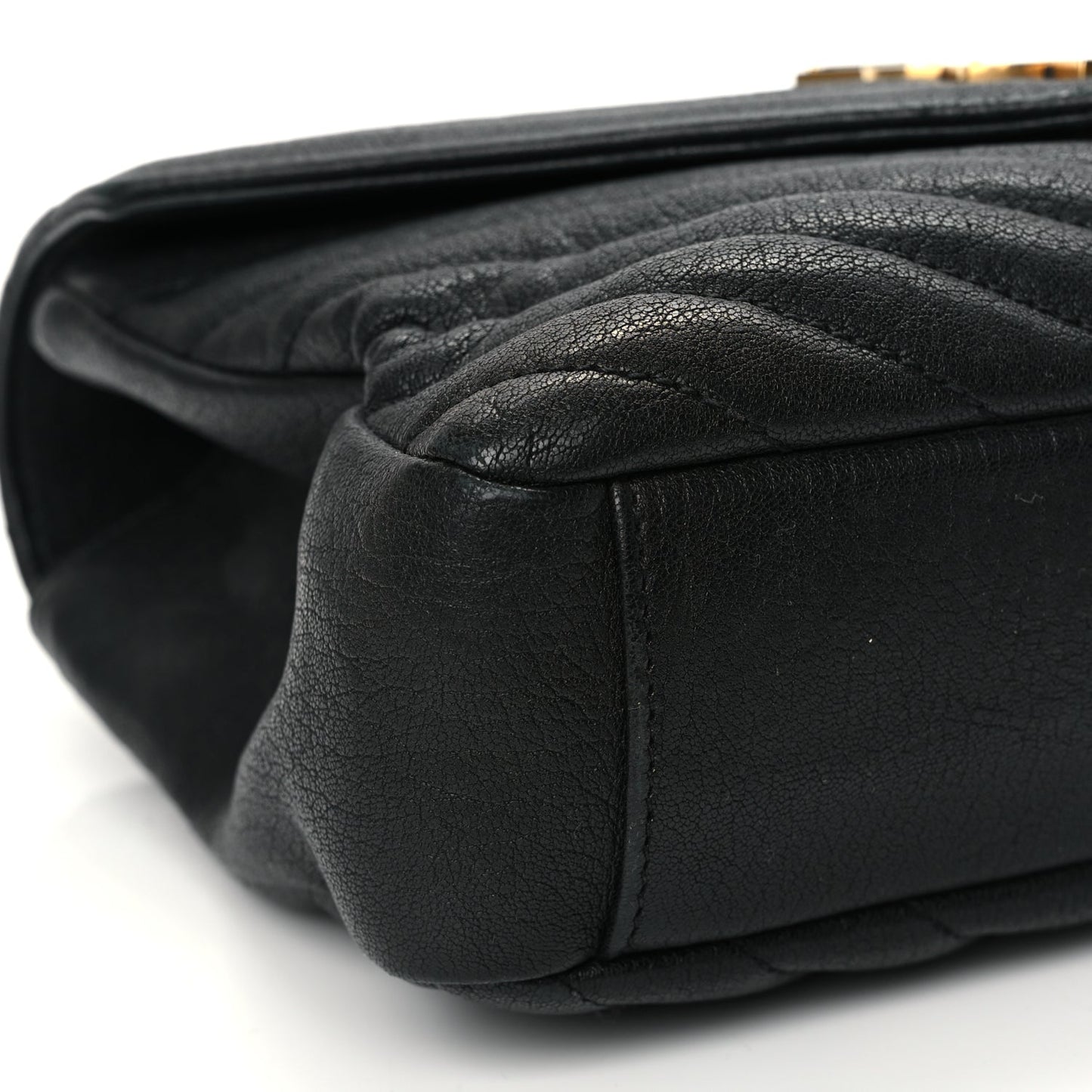 Saint Laurent Sheepskin Matelasse Chevron Monogram Medium College Bag Black