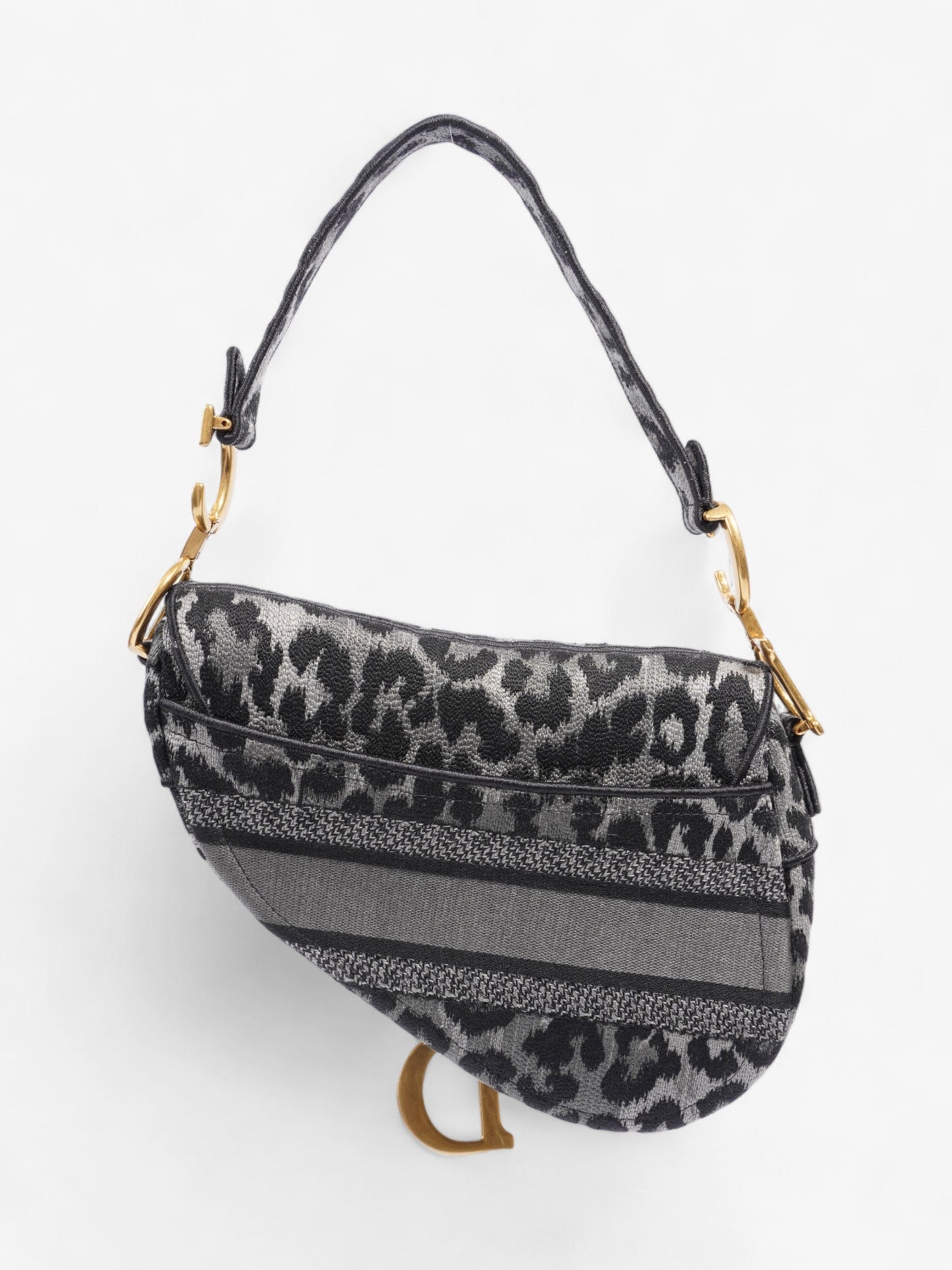 Christian Dior Saddle Bag Black / Grey Cotton
