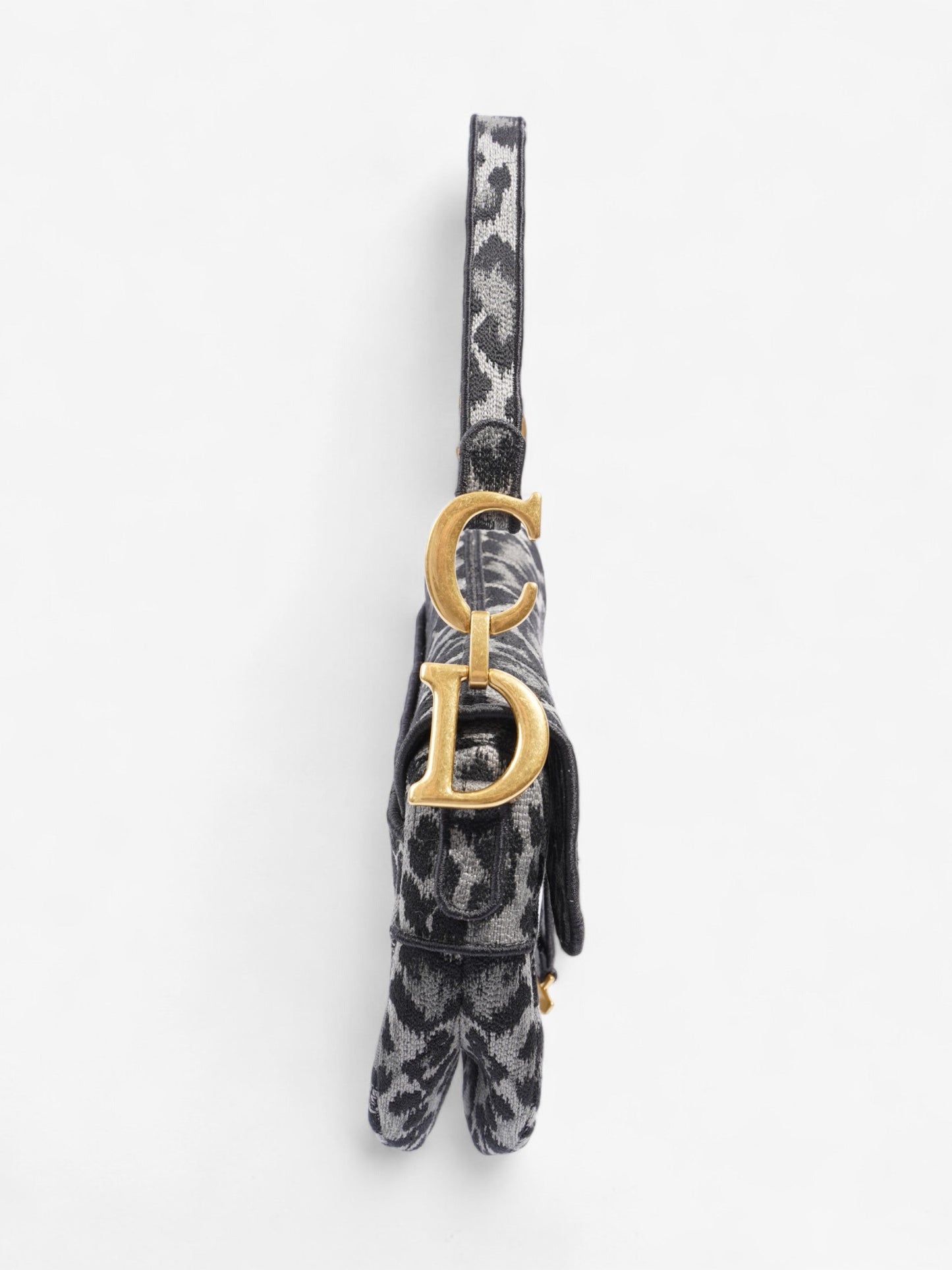 Christian Dior Saddle Bag Black / Grey Cotton