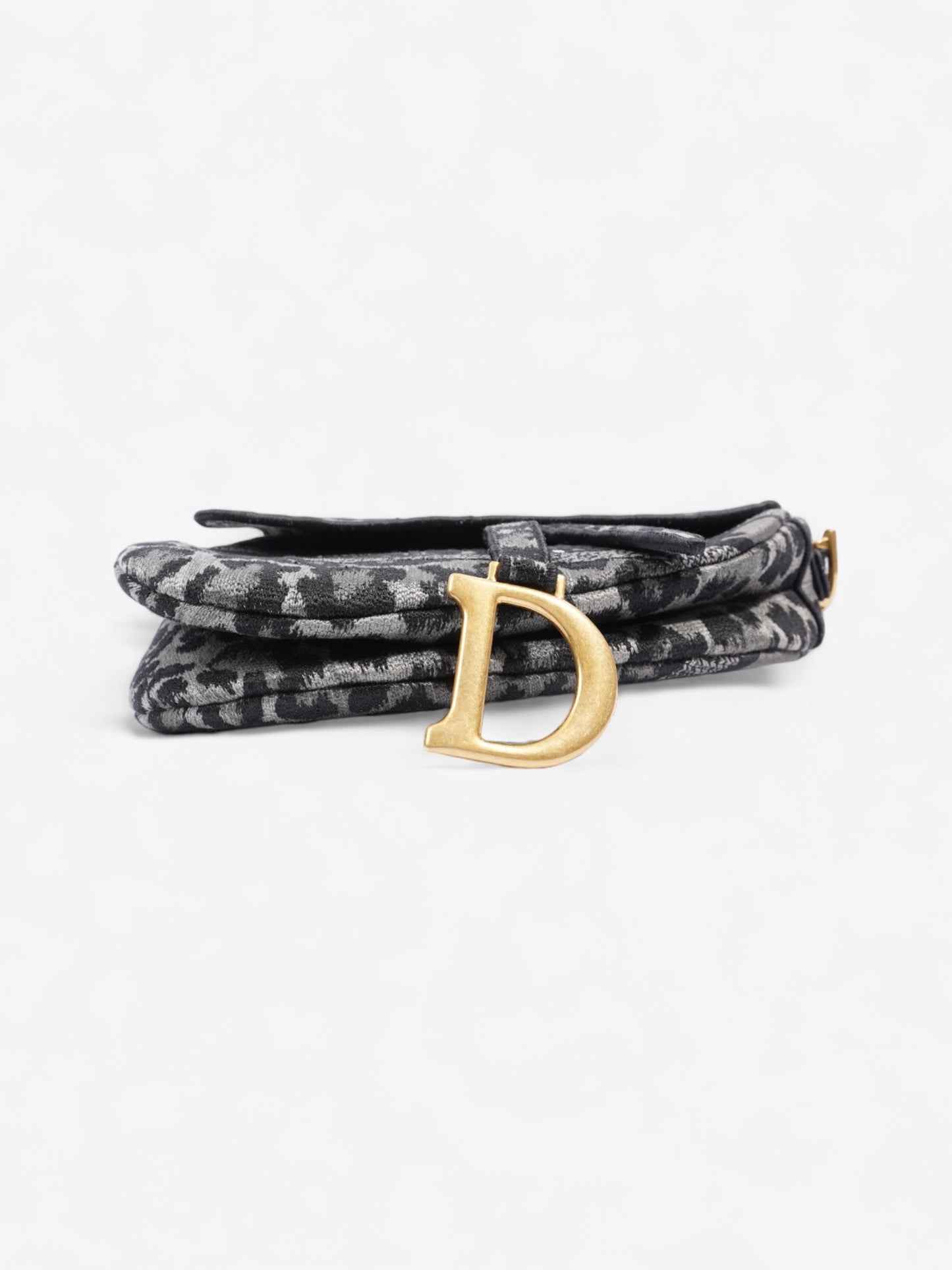 Christian Dior Saddle Bag Black / Grey Cotton