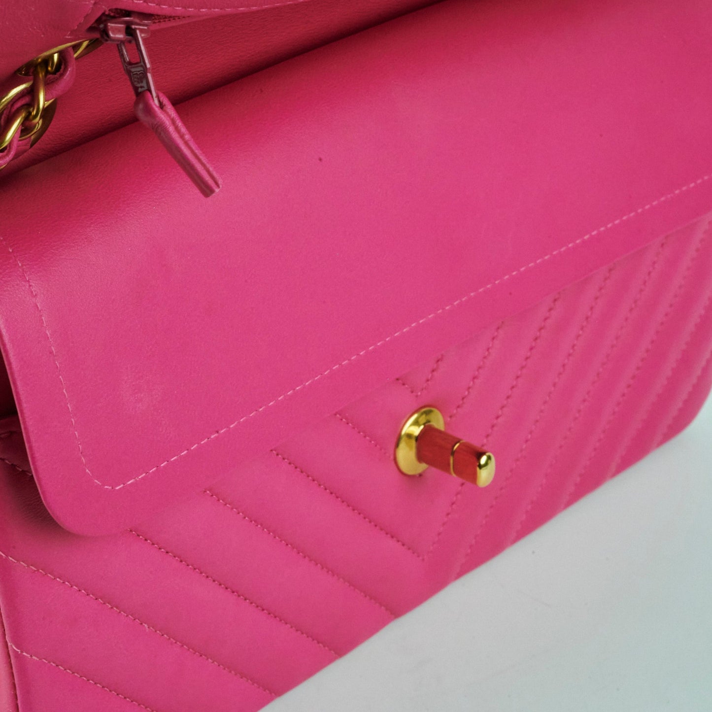 Chanel Medium Classic Flap Chevron Lambskin Pink