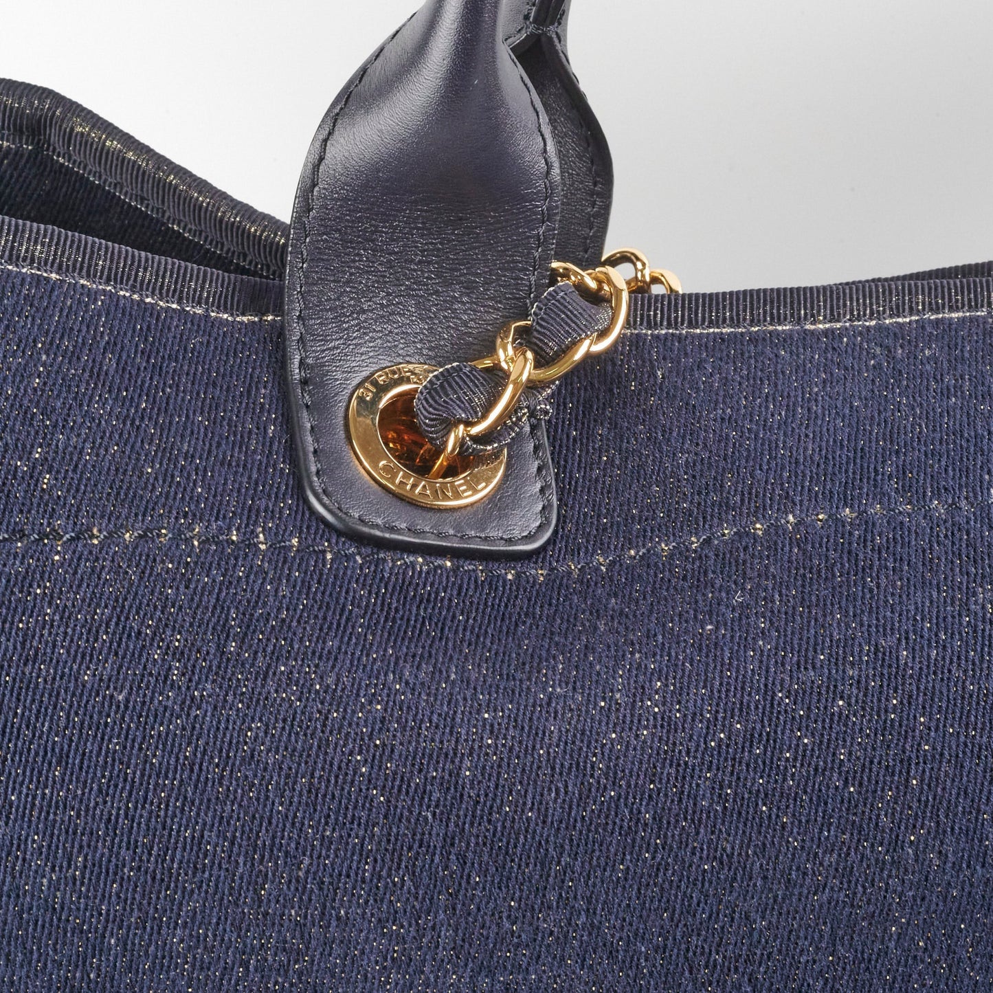 Chanel Deauville Tote Navy/Gold