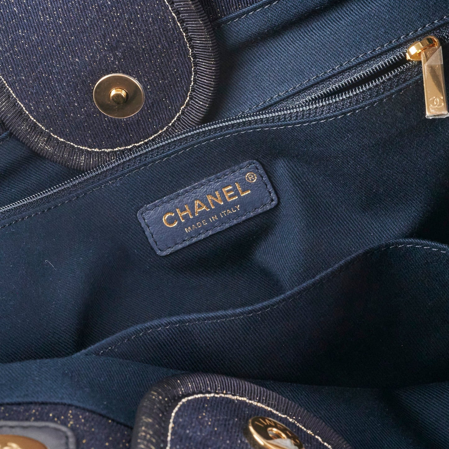 Chanel Deauville Tote Navy/Gold
