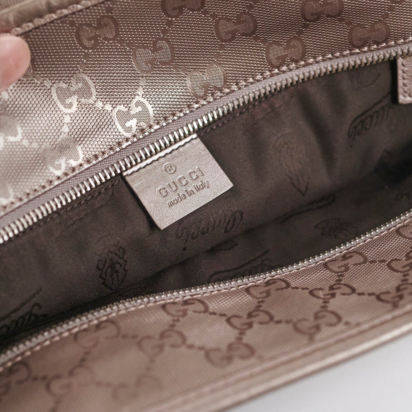 Gucci Silver/Grey Monogram Tote