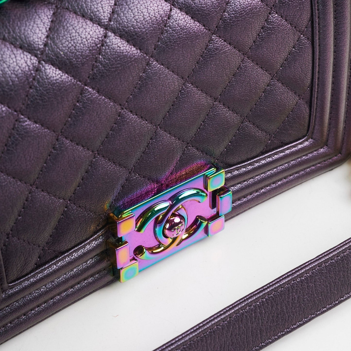 Chanel Small Boy Mermaid Iridescent Purple
