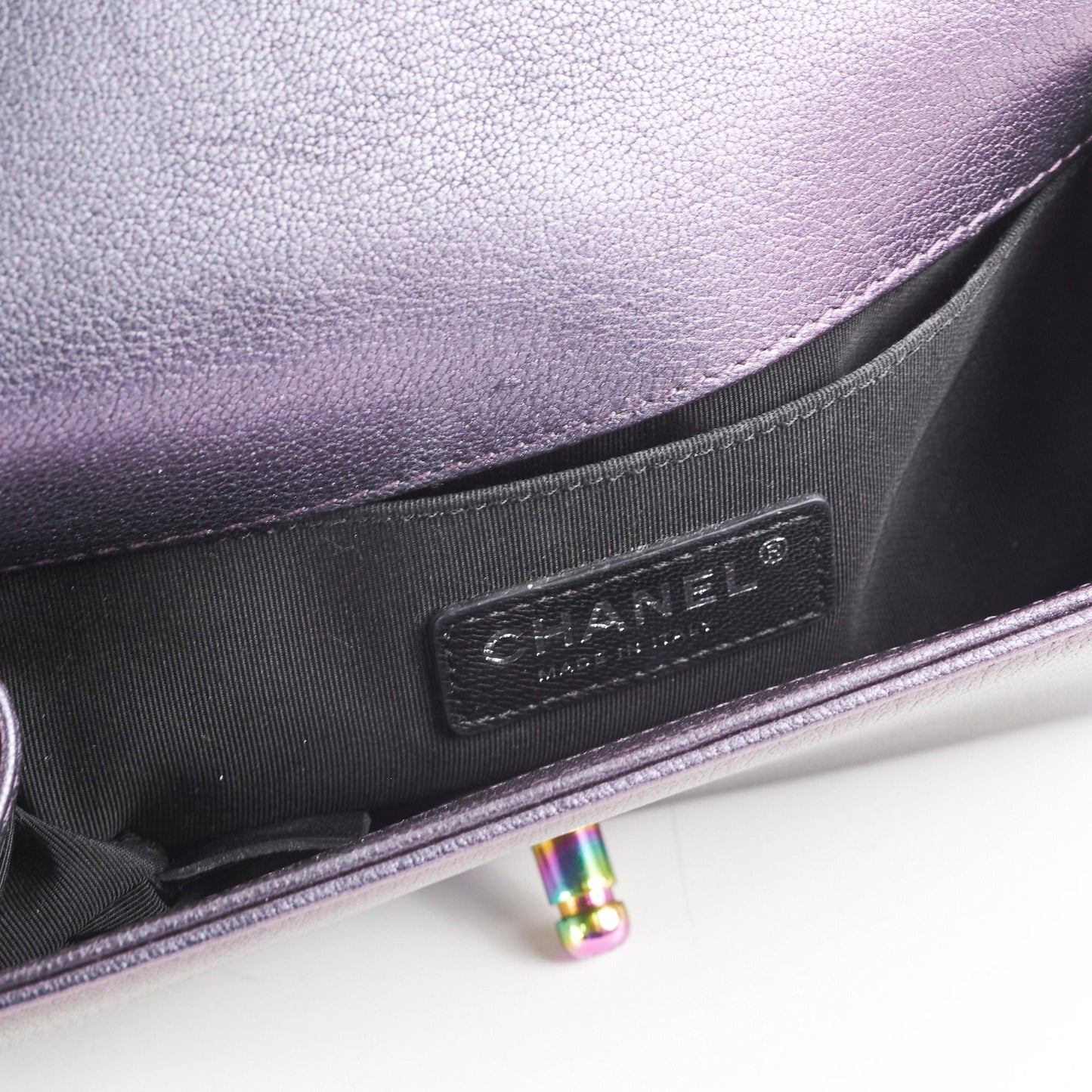 Chanel Small Boy Mermaid Iridescent Purple