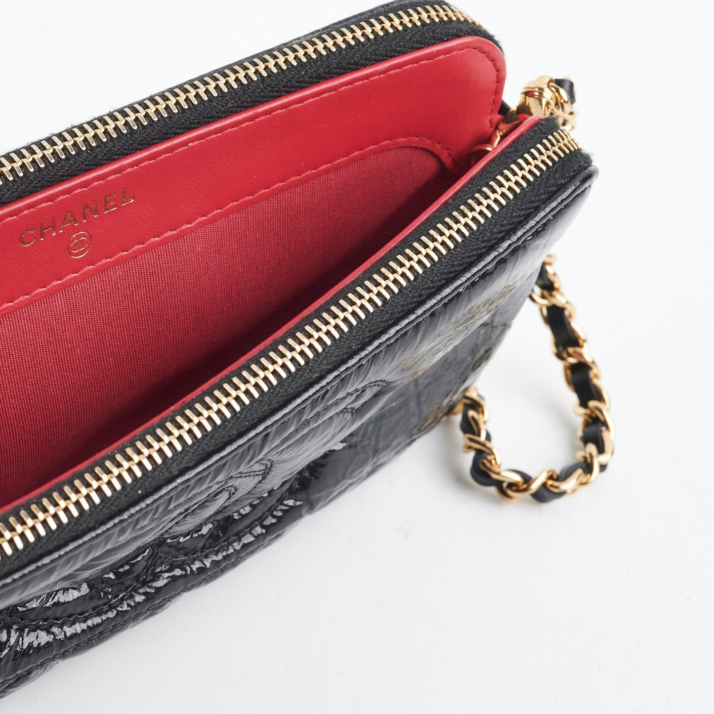 Chanel Double Zip Wallet On Chain Aged Calfskin Black