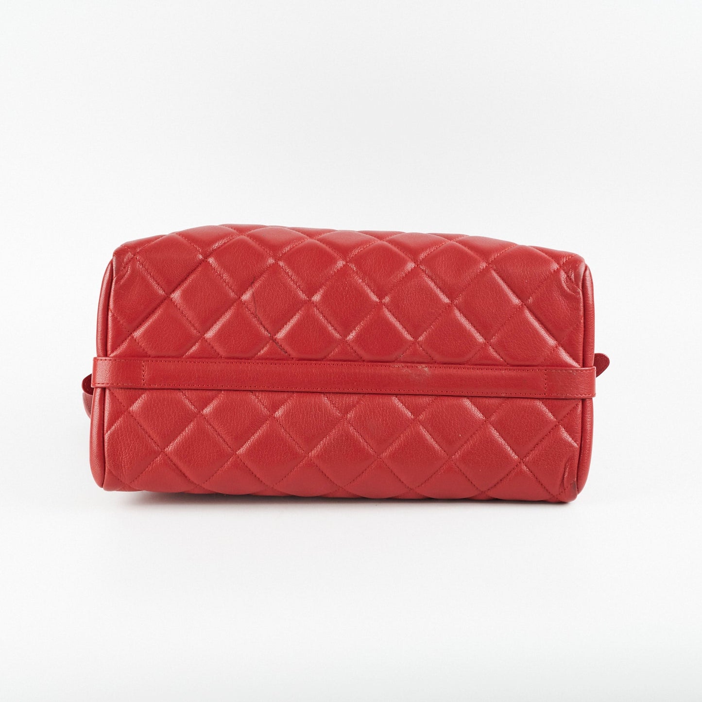 Chanel Quilted Tote Bag Calfskin Red