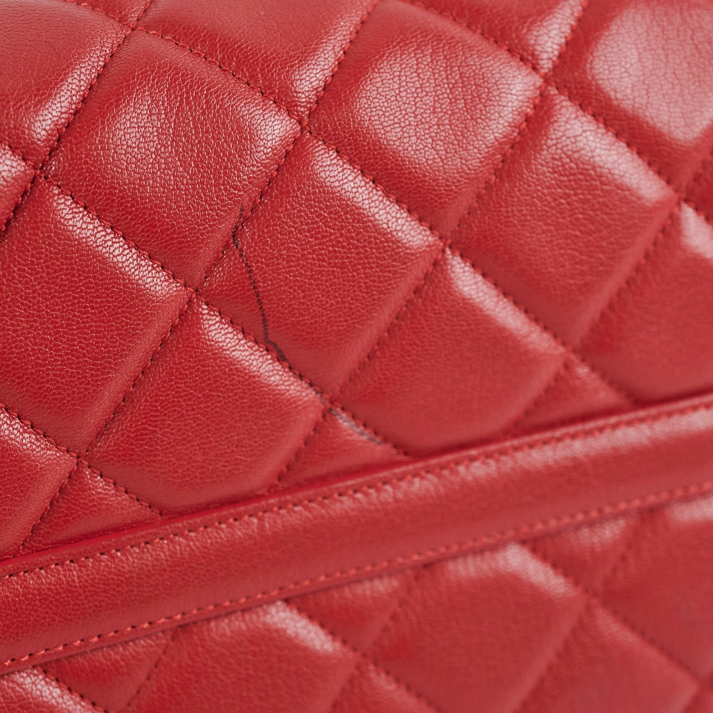 Chanel Quilted Tote Bag Calfskin Red