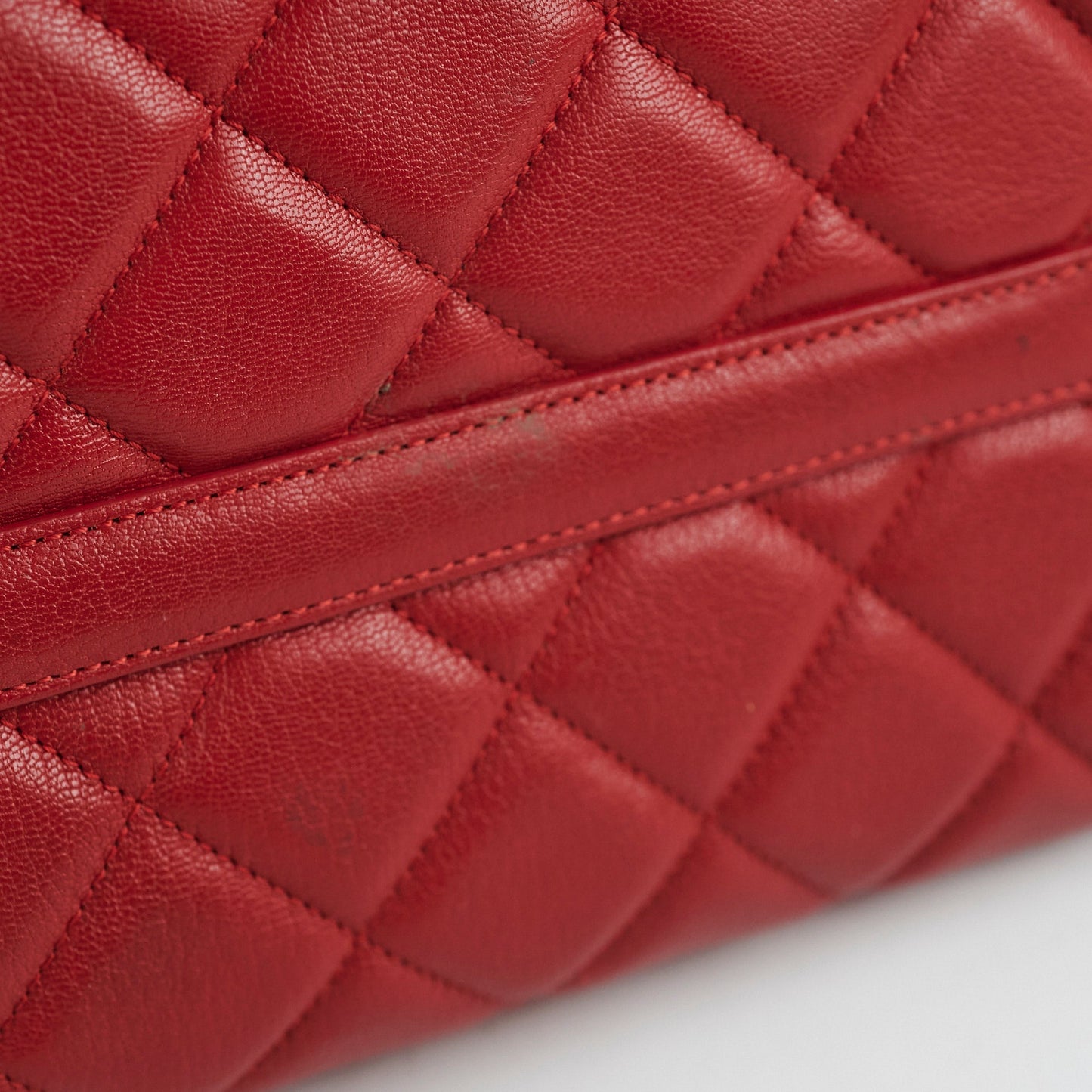 Chanel Quilted Tote Bag Calfskin Red