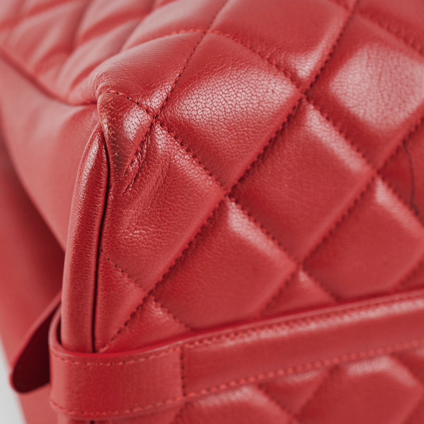 Chanel Quilted Tote Bag Calfskin Red