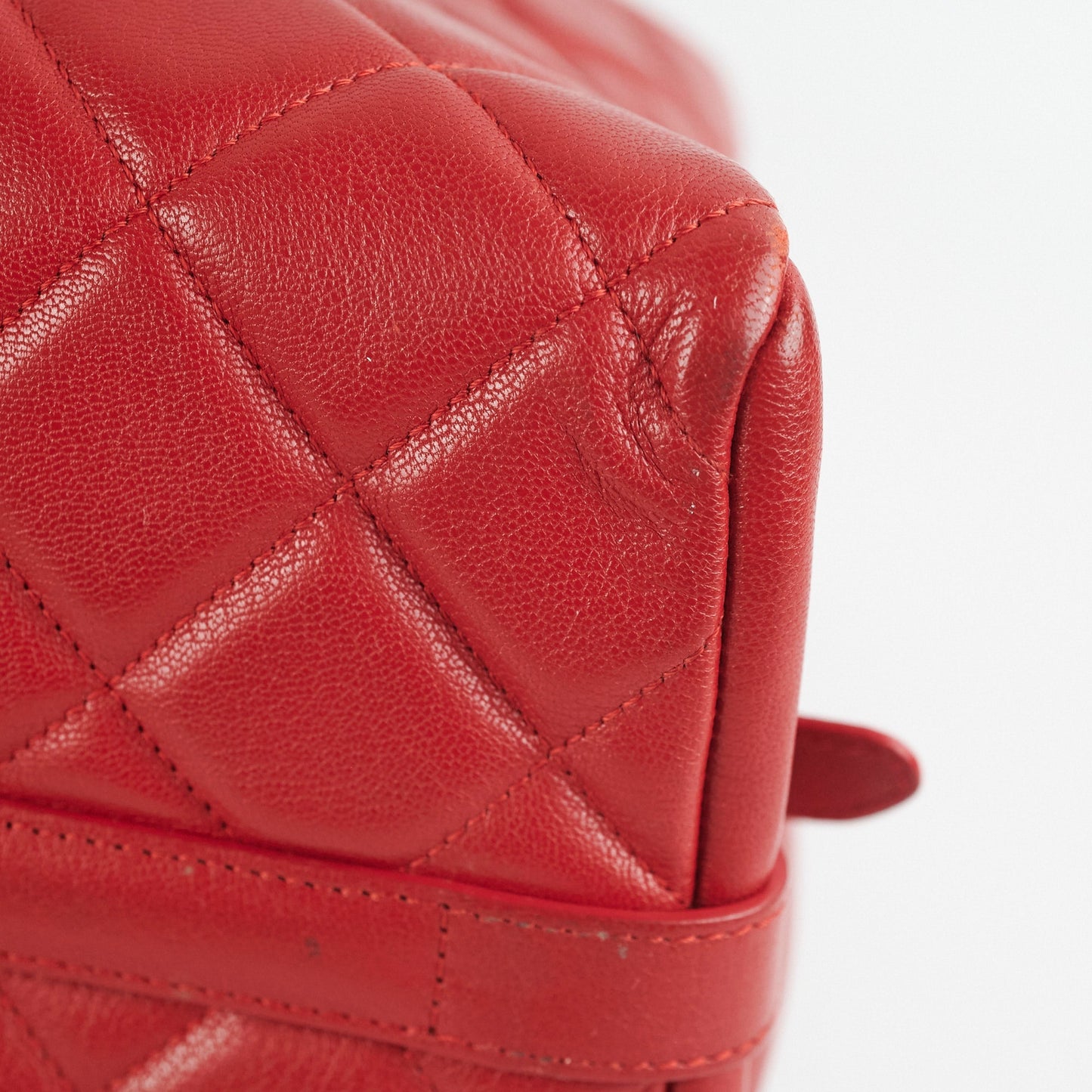 Chanel Quilted Tote Bag Calfskin Red